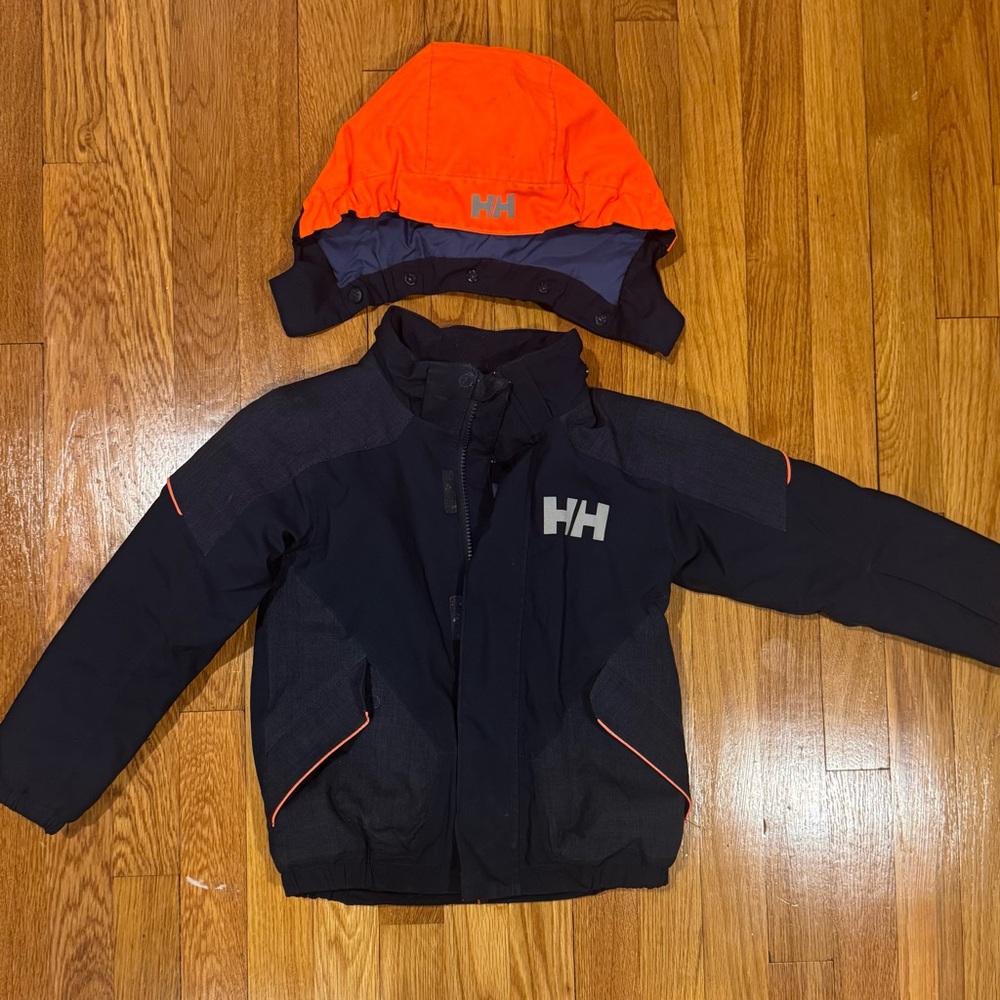 Helly Hansen Navy and Orange Ski Jacket with Hood